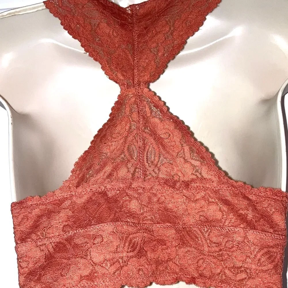 INTIMATELY FREE PEOPLE Lace Racerback Bralette Orange Rust Womens Medium